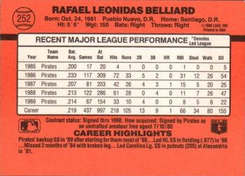 1990 Donruss #252 Rafael Belliard Back