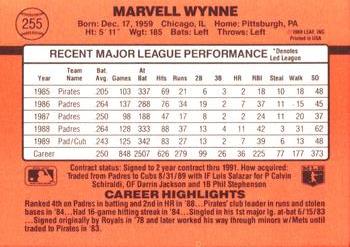 1990 Donruss #255 Marvell Wynne Back