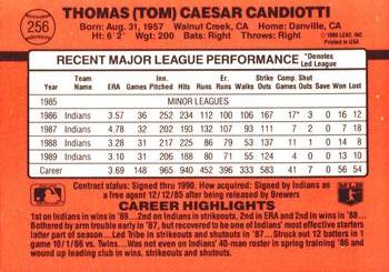 1990 Donruss #256 Tom Candiotti Back