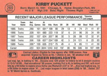 1990 Donruss #269 Kirby Puckett Back