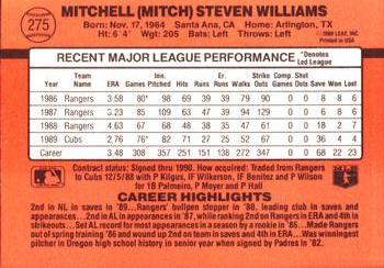 1990 Donruss #275 Mitch Williams Back