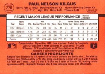 1990 Donruss #276 Paul Kilgus Back