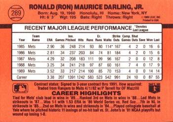 1990 Donruss #289 Ron Darling Back