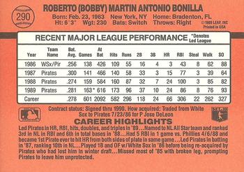 1990 Donruss #290 Bobby Bonilla Back