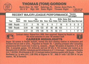 1990 Donruss #297 Tom Gordon Back