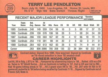 1990 Donruss #299 Terry Pendleton Back
