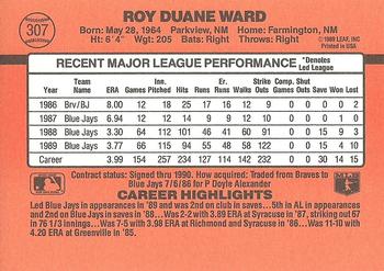 1990 Donruss #307 Duane Ward Back