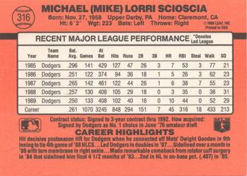 1990 Donruss #316 Mike Scioscia Back