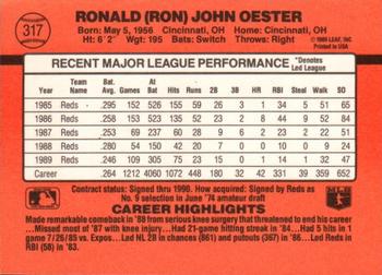 1990 Donruss #317 Ron Oester Back