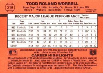 1990 Donruss #319 Todd Worrell Back