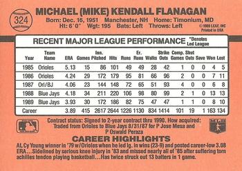 1990 Donruss #324 Mike Flanagan Back
