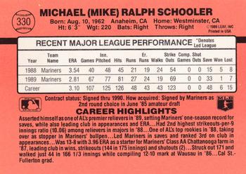 1990 Donruss #330 Mike Schooler Back