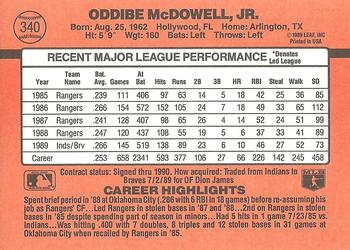1990 Donruss #340 Oddibe McDowell Back