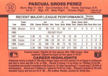 1990 Donruss #342 Pascual Perez Back