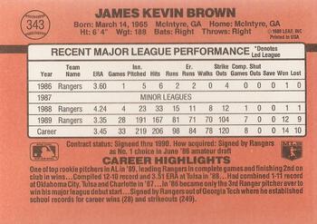 1990 Donruss #343 Kevin Brown Back