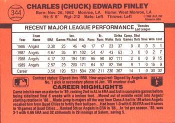 1990 Donruss #344 Chuck Finley Back