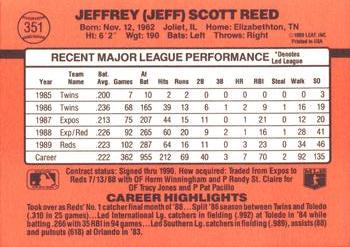 1990 Donruss #351 Jeff Reed Back