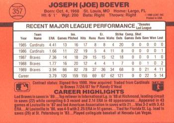 1990 Donruss #357 Joe Boever Back