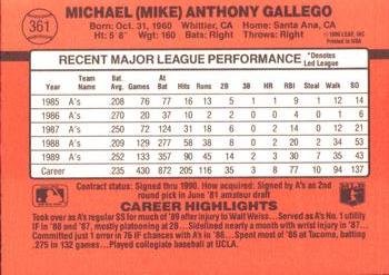 1990 Donruss #361 Mike Gallego Back