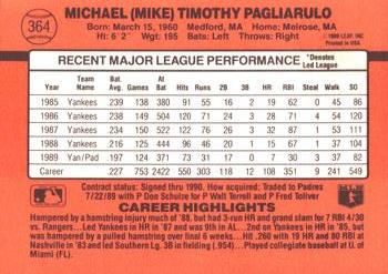 1990 Donruss #364 Mike Pagliarulo Back