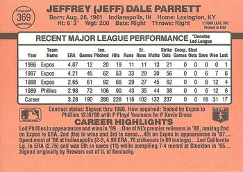 1990 Donruss #369 Jeff Parrett Back