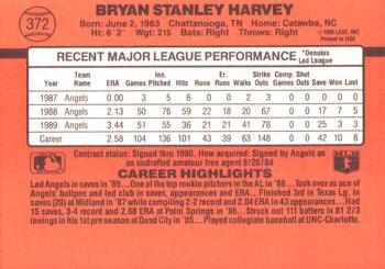1990 Donruss #372 Bryan Harvey Back