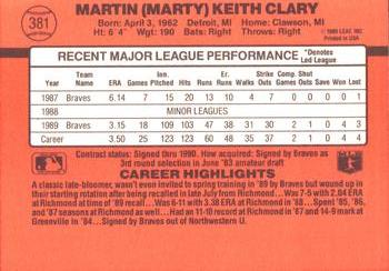 1990 Donruss #381 Marty Clary Back