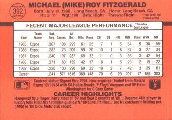 1990 Donruss #392 Mike Fitzgerald Back
