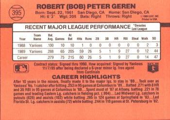 1990 Donruss #395 Bob Geren Back