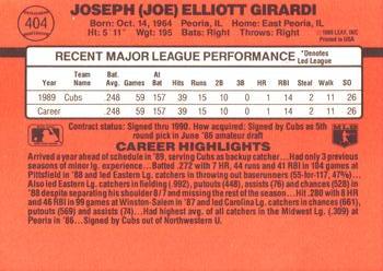 1990 Donruss #404 Joe Girardi Back