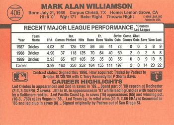 1990 Donruss #406 Mark Williamson Back