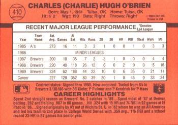 1990 Donruss #410 Charlie O'Brien Back