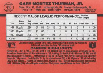 1990 Donruss #416 Gary Thurman Back