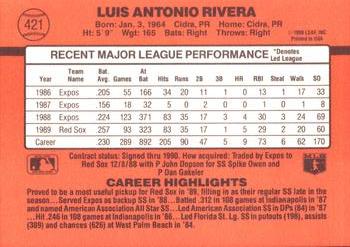 1990 Donruss #421 Luis Rivera Back