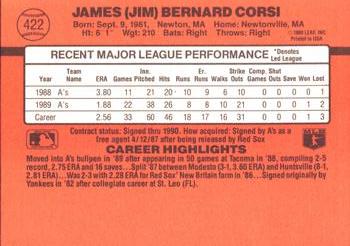 1990 Donruss #422 Jim Corsi Back