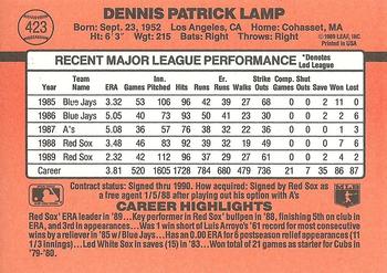 1990 Donruss #423 Dennis Lamp Back