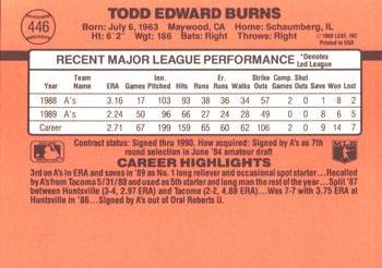 1990 Donruss #446 Todd Burns Back