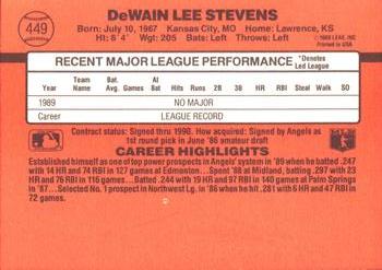 1990 Donruss #449 Lee Stevens Back