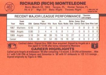 1990 Donruss #462 Rich Monteleone Back