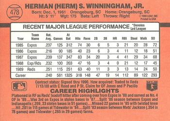 1990 Donruss #478 Herm Winningham Back