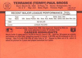 1990 Donruss #502 Terry Bross Back