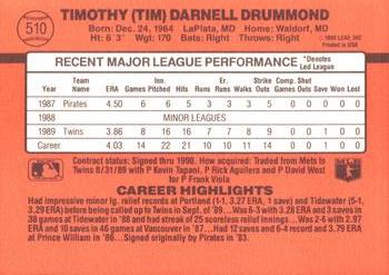 1990 Donruss #510 Tim Drummond Back
