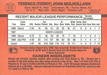 1990 Donruss #515 Terry Mulholland Back