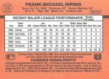 1990 Donruss #518 Frank DiPino Back