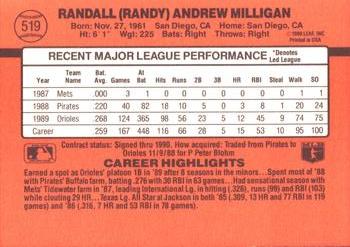 1990 Donruss #519 Randy Milligan Back