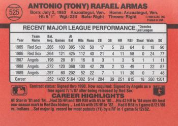 1990 Donruss #525 Tony Armas Back