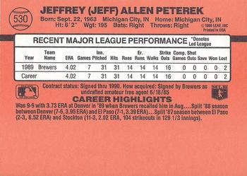 1990 Donruss #530 Jeff Peterek Back
