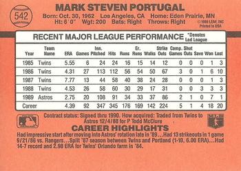 1990 Donruss #542 Mark Portugal Back