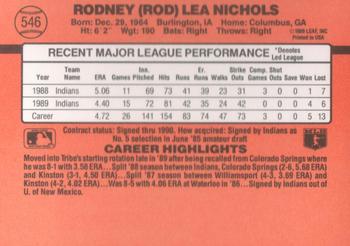 1990 Donruss #546 Rod Nichols Back