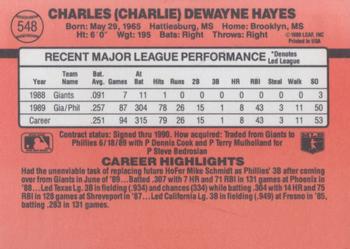 1990 Donruss #548 Charlie Hayes Back